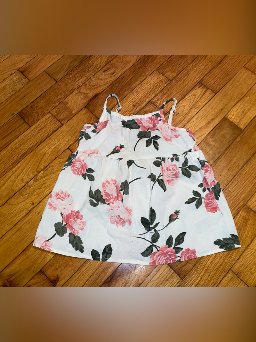 Girls Old Navy White Tank Top with Pink Floral Print - Picture 1 of 4